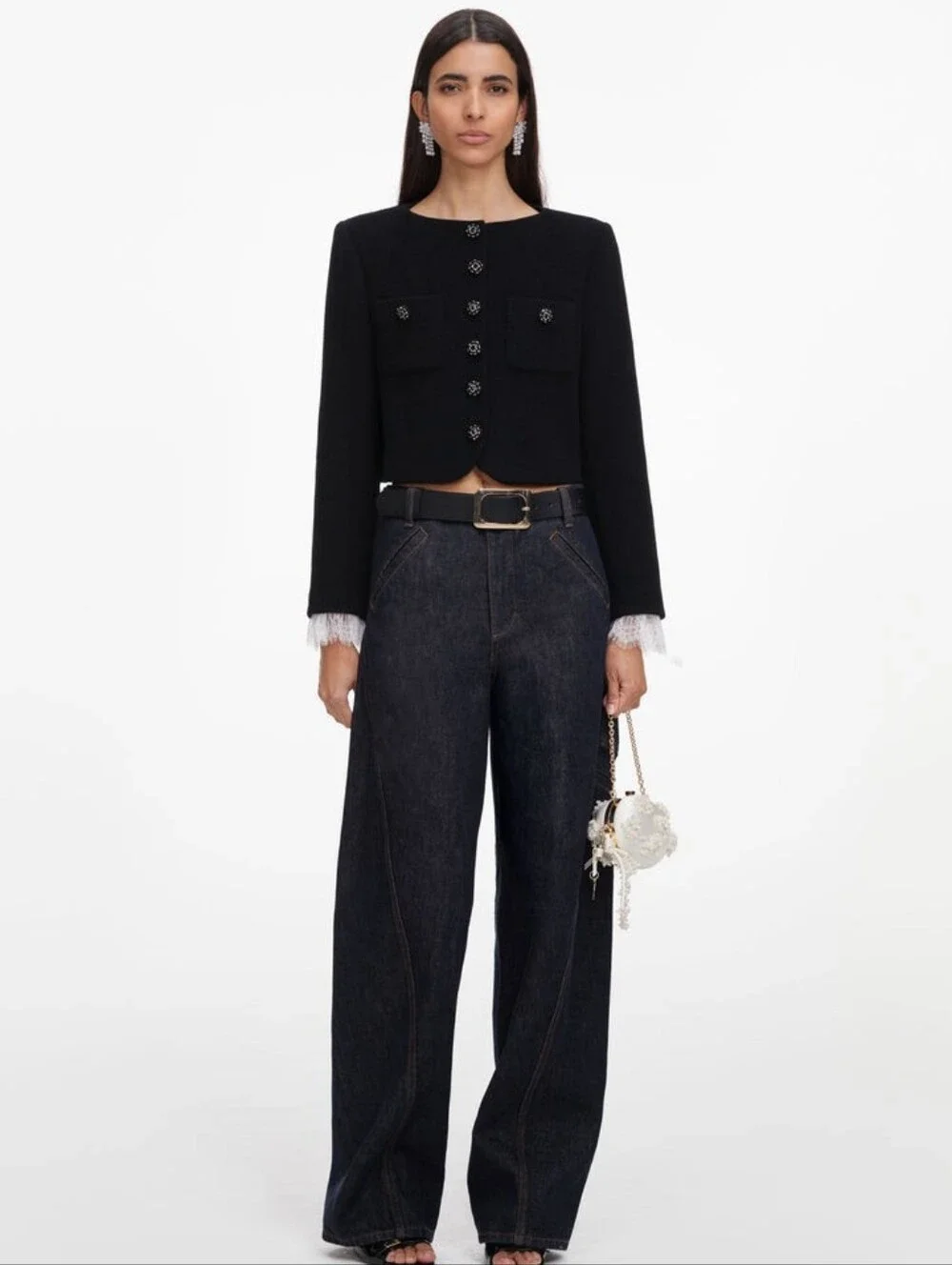 Self Portrait Black Button Down Jacket